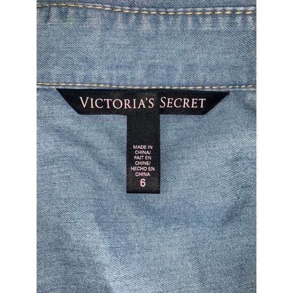 Victoria's Secret Women's Denim Jean Shirt Dress Sz 6 Belt Buttons Soft Y2K Vtg - Picture 6 of 6
